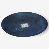 Assiettes En Carton Fine Lines Gold Abstrait Mariage V2 Navy ID867 (Angle)