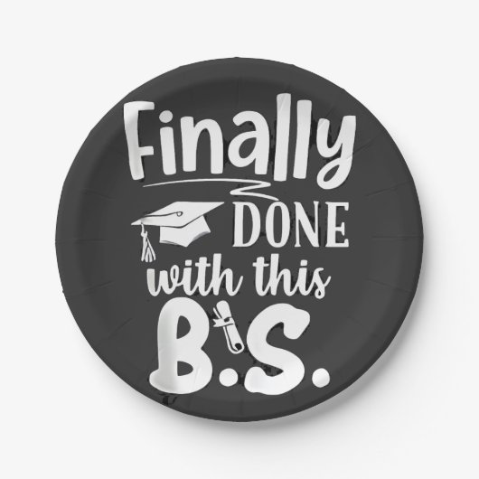 Assiettes En Carton Fini avec ce BS Funny graduation 2025 (Devant)