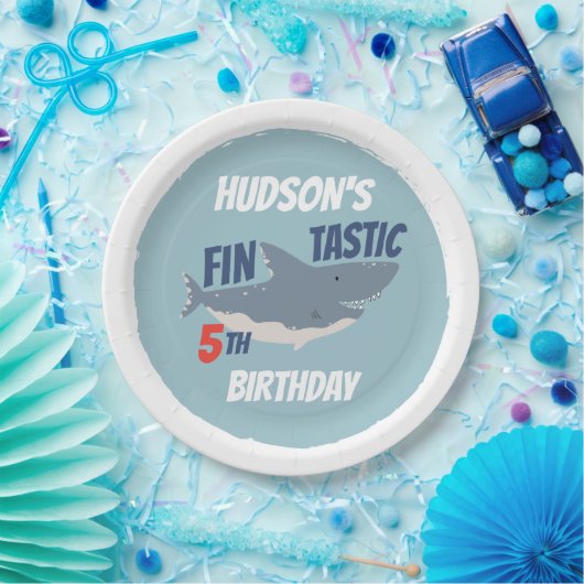 Assiettes En Carton Fintastic Happy Shark fête d'anniversaire, n'impor (Fête)