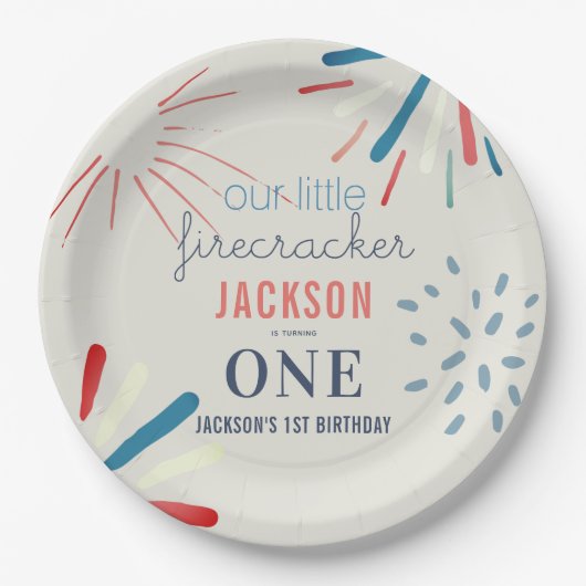 Assiettes En Carton Firecracker 4 juillet Fireworks Anniversaire (Devant)