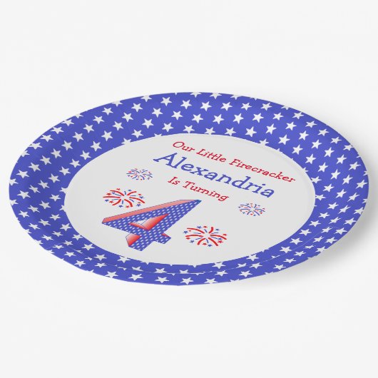 Assiettes En Carton Firecracker 4e anniversaire (Angle)