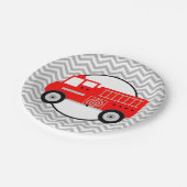 Assiettes En Carton Firetruck Chevron Party (Angle)
