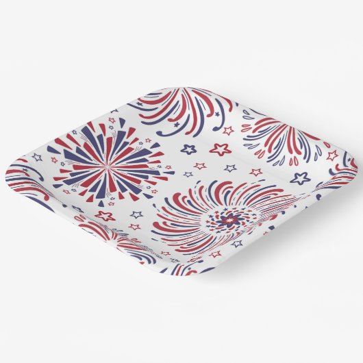 Assiettes En Carton Fireworks 4 juillet Plaque en papier (Angulaire)