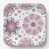 Assiettes En Carton Fireworks 4 juillet Plaque en papier (Recto)