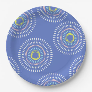 Assiettes En Carton Fireworks bleu japonais