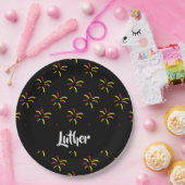 Assiettes En Carton Fireworks en noir (Fête)