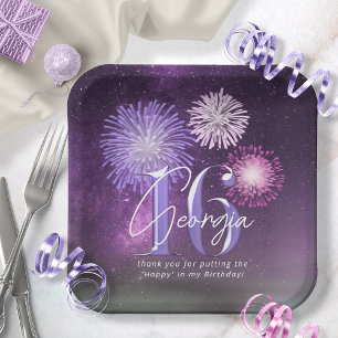 Assiettes En Carton Fireworks Sweet 16 Purple ID984