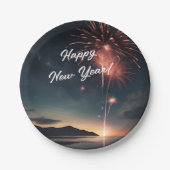 Assiettes En Carton Fireworks Thème Script Caligraphie Bonne année (Devant)