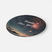 Assiettes En Carton Fireworks Thème Script Caligraphie Bonne année (Angle)