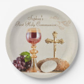 Assiettes En Carton First Holy Communion Eucharist Chalice Design (Devant)