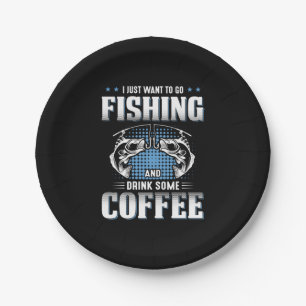 Assiettes En Carton Fisher Va Pêcher Et Boire Du Café