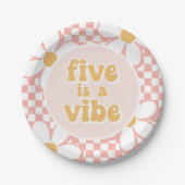 Assiettes En Carton Five est un Vibe Pink Daisy Checker (Devant)