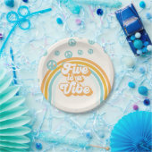 Assiettes En Carton Five est Vibe Retro Boy 5th Birthday Paper Plates (Fête)
