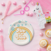 Assiettes En Carton Five est Vibe Retro Boy 5th Birthday Paper Plates (Fête)