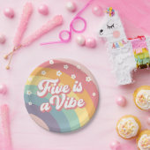 Assiettes En Carton Five est Vibe Retro les années 70 Rainbow Daisy An (Fête)