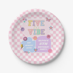 Assiettes En Carton Five Is A Vibe Preppy Patch 5th Birthday Party