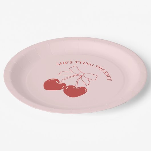 Assiettes En Carton Fixer les plaques de papier Coquette rose noeud (Angle)