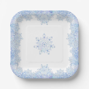 Assiettes En Carton Flacon de neige bleu glace
