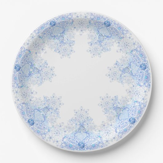 Assiettes En Carton Flacon de neige bleu glace (Devant)