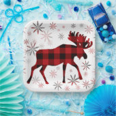 Assiettes En Carton Flacon de neige des plaids rouges de l'orignal de (Fête)
