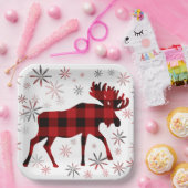 Assiettes En Carton Flacon de neige des plaids rouges de l'orignal de (Fête)