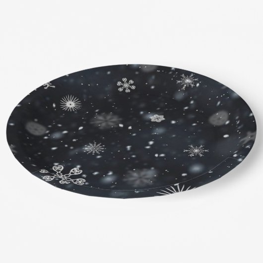 Assiettes En Carton Flacon de neige d'hiver (Angle)