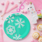 Assiettes En Carton Flacon de Noël blanc et turquoise moderne (Fête)