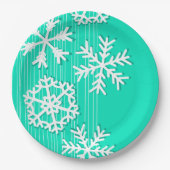 Assiettes En Carton Flacon de Noël blanc et turquoise moderne (Devant)