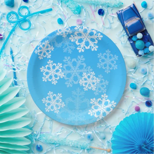 Assiettes En Carton Flacon de Noël bleu et blanc (Fête)