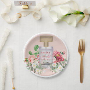 Assiettes En Carton Flacon de parfum rose blush Floral Fête de mariage