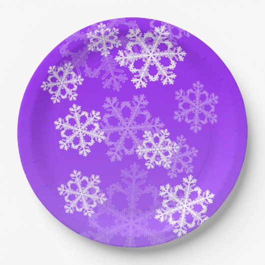 Assiettes En Carton Flacons de Noël mauves et blancs (Devant)