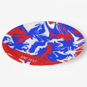 Assiettes En Carton Flacons de rouge, blanc et bleu (Angle)