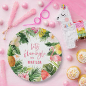 Assiettes En Carton flamant jaune rose fleuri tropical élégant (Fête)