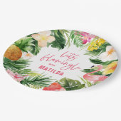 Assiettes En Carton flamant jaune rose fleuri tropical élégant (Angle)