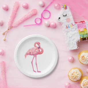 ASSIETTES EN CARTON FLAMANT ROSE 2
