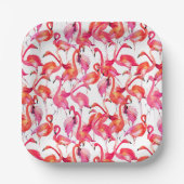 Assiettes En Carton Flamant rose Aquarelle En Aquarelles (Recto)
