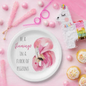 Assiettes En Carton Flamant rose Aquarelle Exotique Rose Moderne Avec  (Fête)