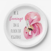 Assiettes En Carton Flamant rose Aquarelle Exotique Rose Moderne Avec  (Devant)