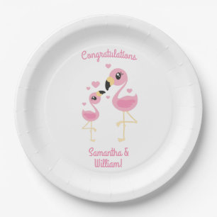 Assiettes En Carton Flamant rose Baby shower de la petite tropicale