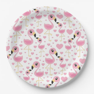 Assiettes En Carton Flamant rose Baby shower de la petite tropicale