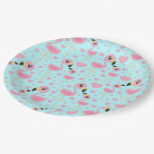 Assiettes En Carton Flamant rose Baby shower mignon Tropical (Angle)
