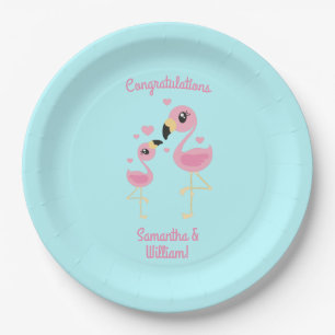 Assiettes En Carton Flamant rose Baby shower mignon Tropical