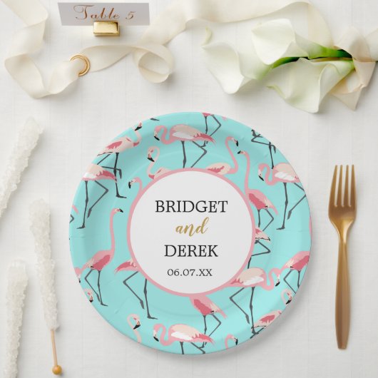 Assiettes En Carton Flamant rose Beach Wedding (Mariage)