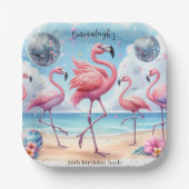 Assiettes En Carton Flamant rose Birthday Beach Party (Recto)