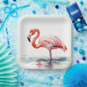 Assiettes En Carton Flamant rose de fête tropicale (Fête)