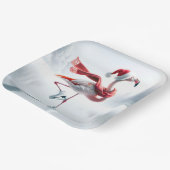 Assiettes En Carton Flamant rose de Noël Patinage sur glace (Angulaire)