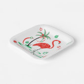 Assiettes En Carton Flamant rose de Noël rouge Baubles carré (Angulaire)