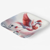 Assiettes En Carton Flamant rose De Noël Sur Patins (Angulaire)