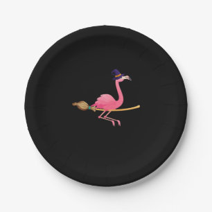 Assiettes En Carton Flamant rose   Drôle Flamant rose sorcière Hallowe