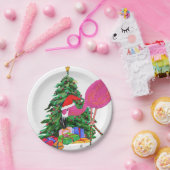 Assiettes En Carton Flamant rose et sapin de Noël (Fête)